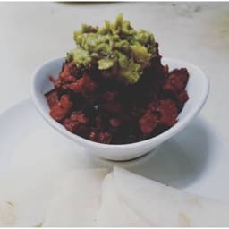 Eggplant Adovada, Guacamole w/ Jicama Chips